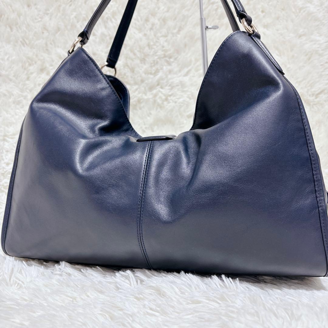 極美品!!】COACH ショルダーバッグ ターンロック レザー ネイビー