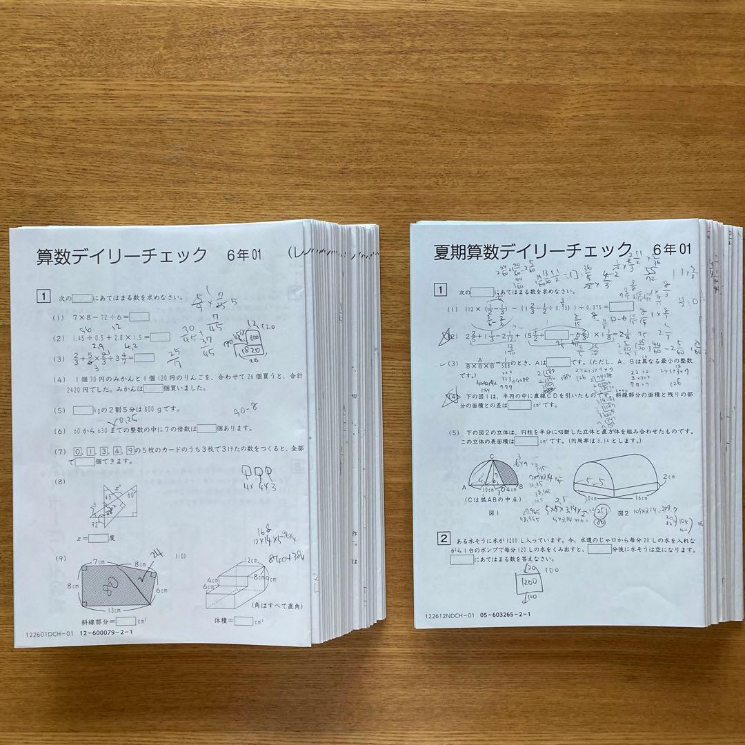 サピックス】算数デイリーチェック 6年生 フルセット 夏期講習含む