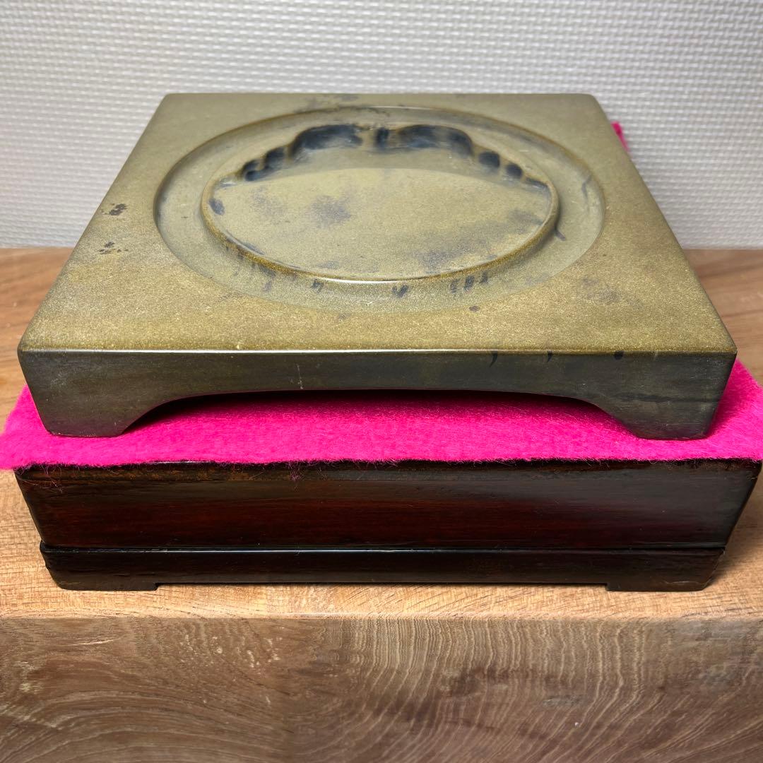 ⭕️澄泥硯 ⭕️正方硯 中国 縁起の金運シンボル ヒキガエル 色合い