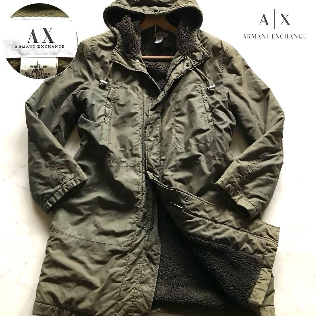 XL相当✨アルマーニ モッズコート ロング丈 裏地ボア 極暖 フード カーキ osharewalker（オシャレウォーカー） モッズコート ロング丈