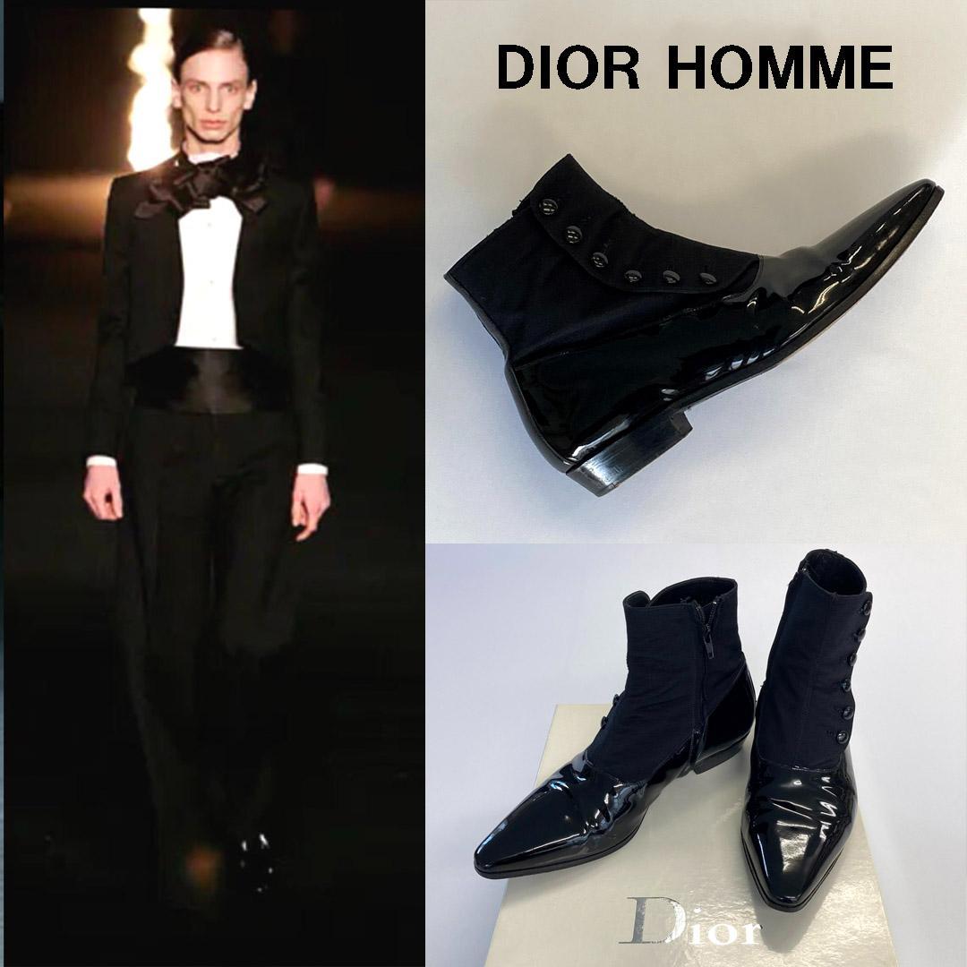 Dior Homme ディオールオム エナメルボタンアップレザーブーツ エディ