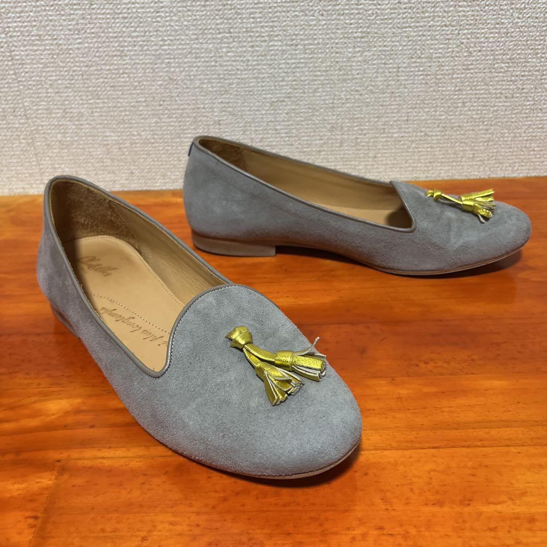 ❀美品 シャテル グレー タッセルローファー 23.5cm 36.5 ゴールド