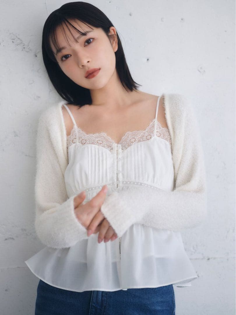 ボレロ×レースキャミセットアップ　スナイデル　SNIDEL ホワイト SNIDEL（スナイデル） フリルキャミ＆ボレロセット 24春夏 SWFB241145