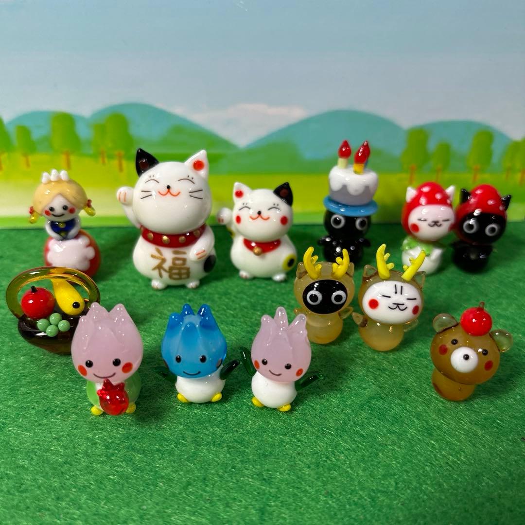 W　ガラス細工　ミニチュア 楽天市場】ガラス雑貨 ミニチュア 手作り インテリア プチ盆栽 松 梅