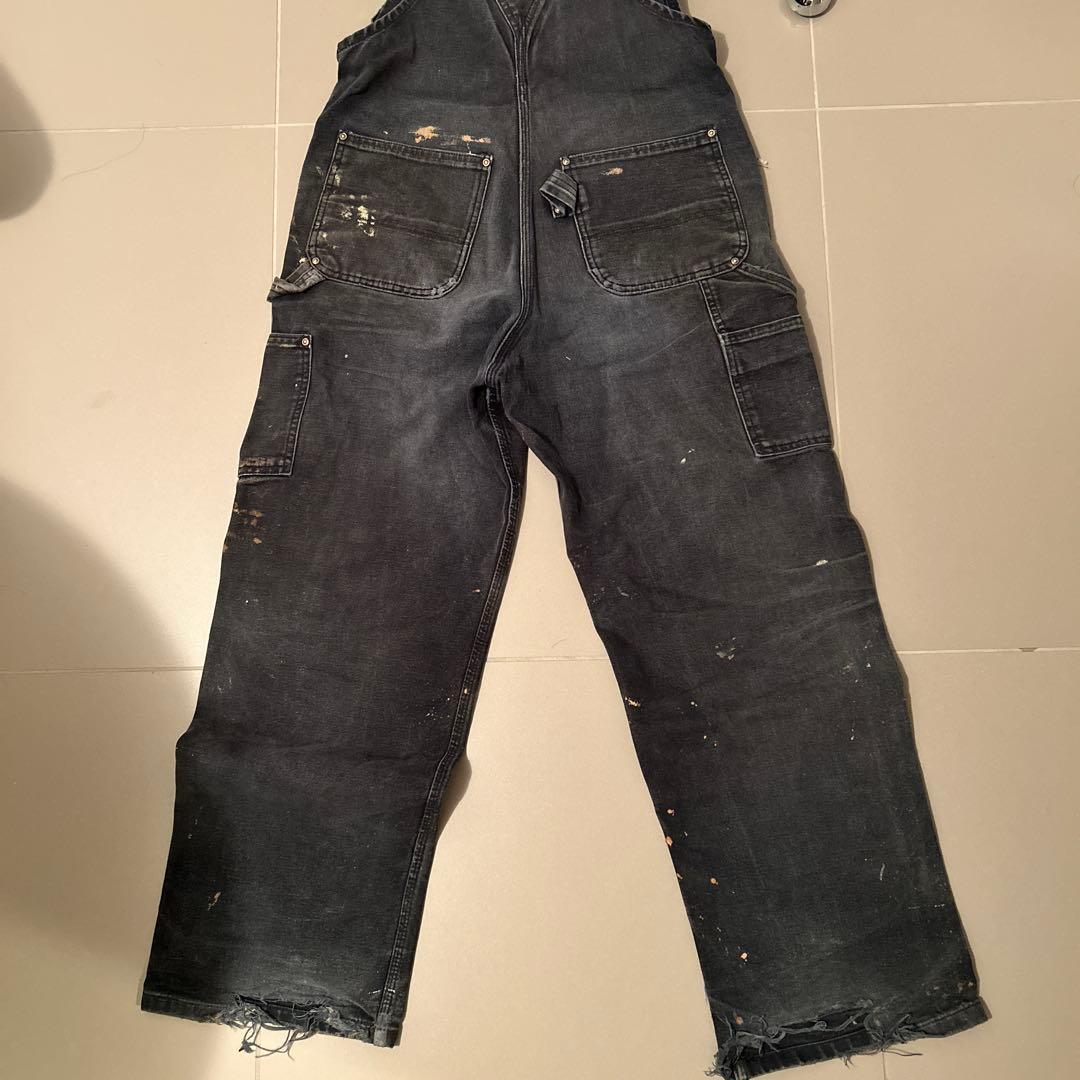 90sCarhartt ダブルニーオーバーオールblack 襤褸の通販はau PAY
