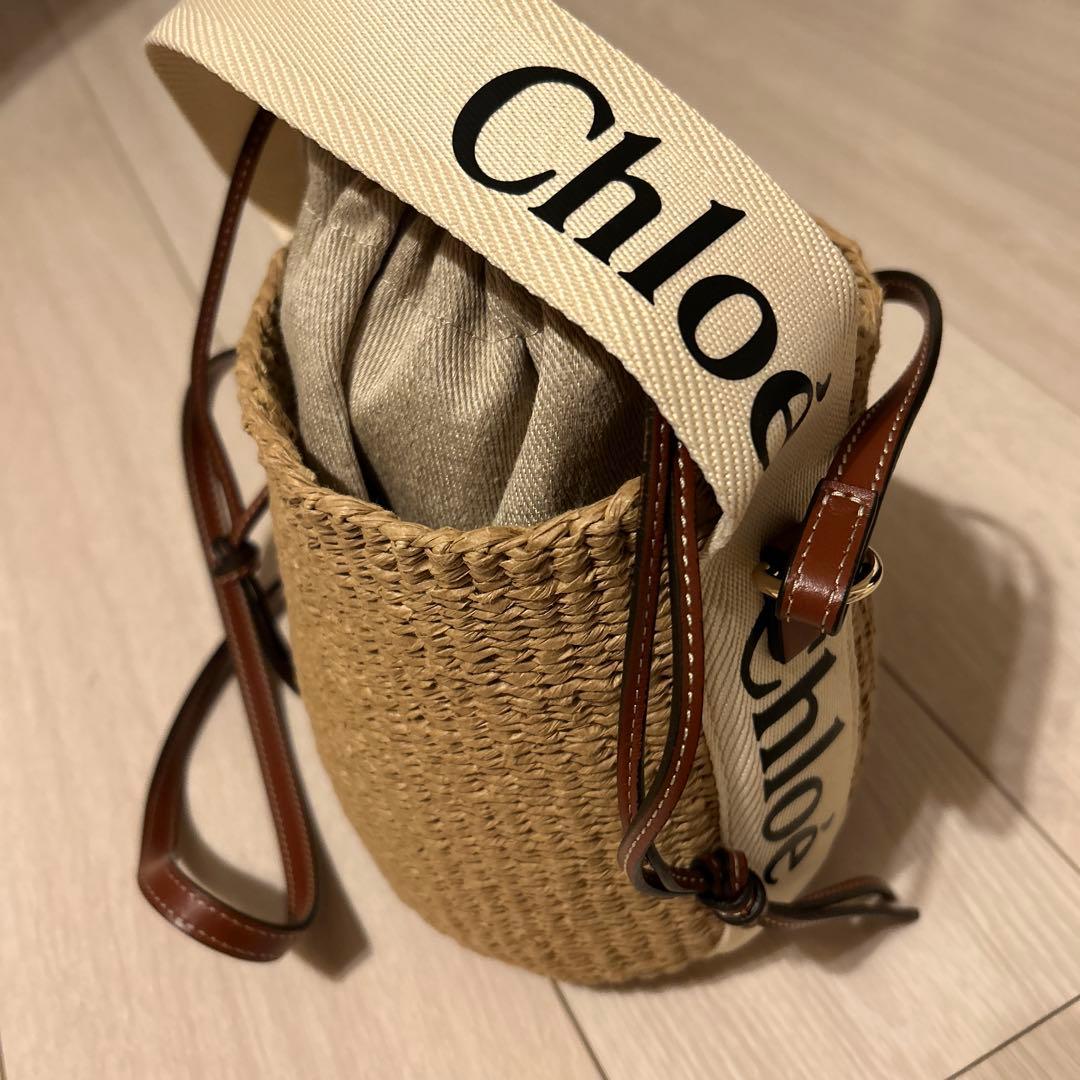 Chloe クロエ WOODY スモールバスケット カゴバッグ Small Woody basket in natural fibers White - Chloé