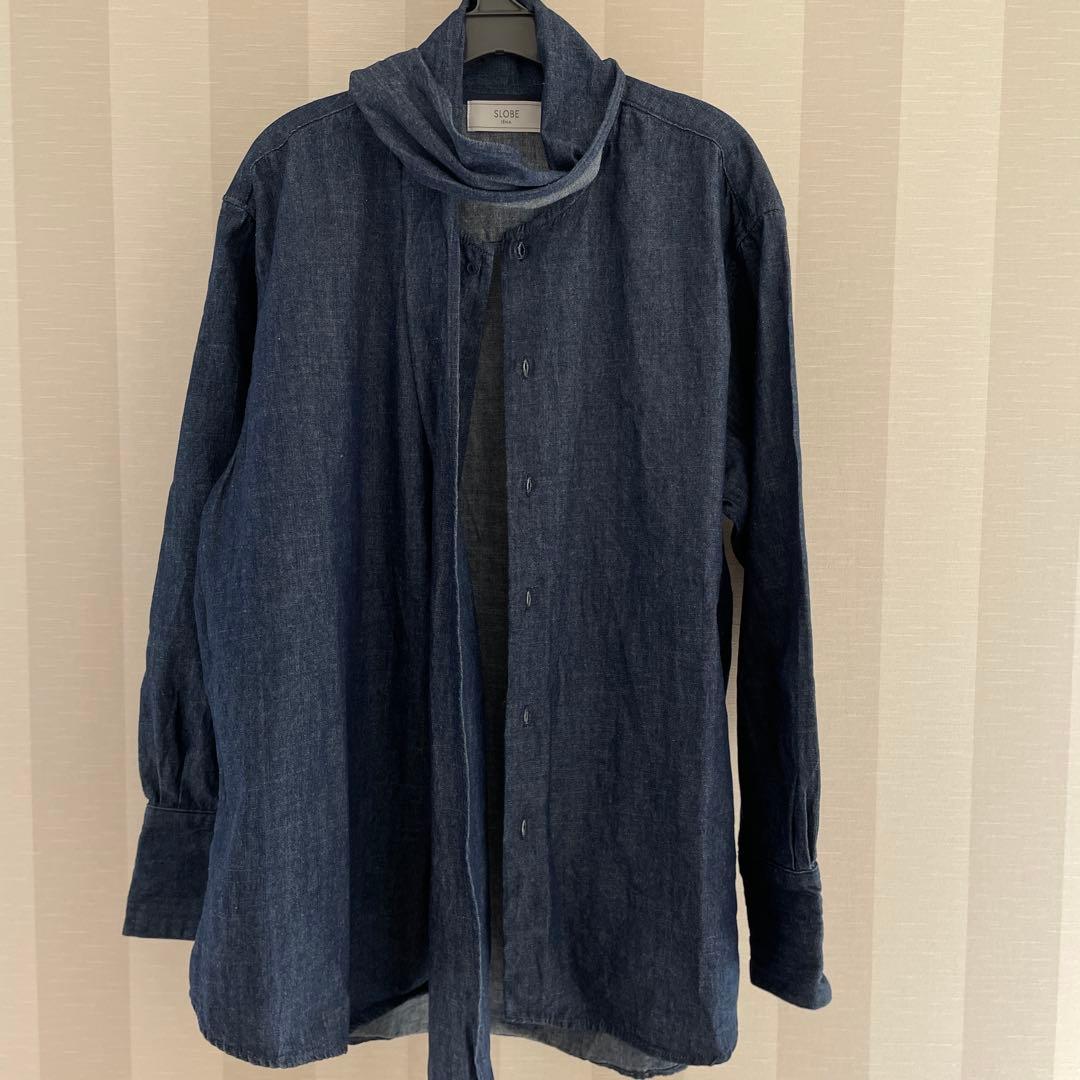 SLOBE IENA フェザーデニムビッグボウタイシャツ - メルカリ
