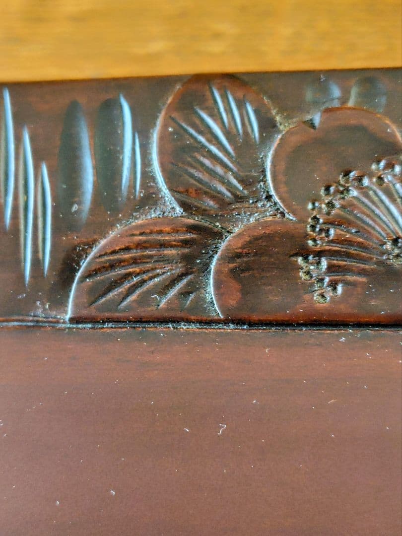 軽井沢彫 木製桜彫刻トレイ 縁彫