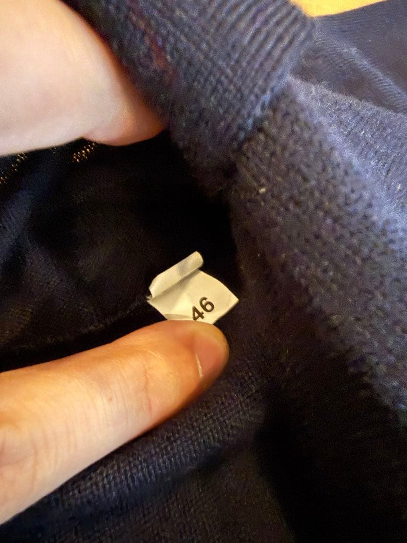 Gran Sasso＞ 12ゲージ メリノウール スキッパーニット 紺ネイビー