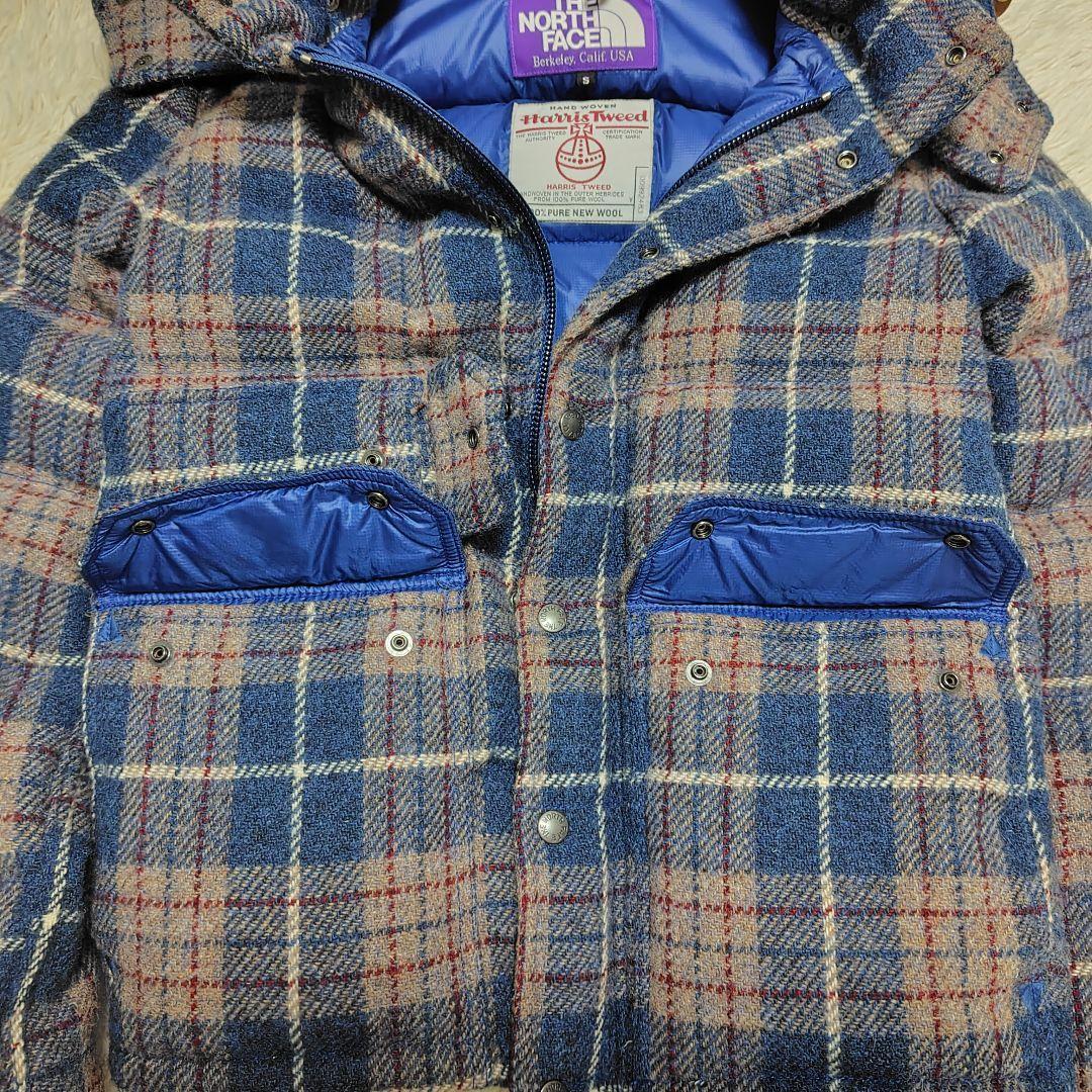 希少✨ノースフェイスパープルレーベル ハリスツイード コラボ ダウン