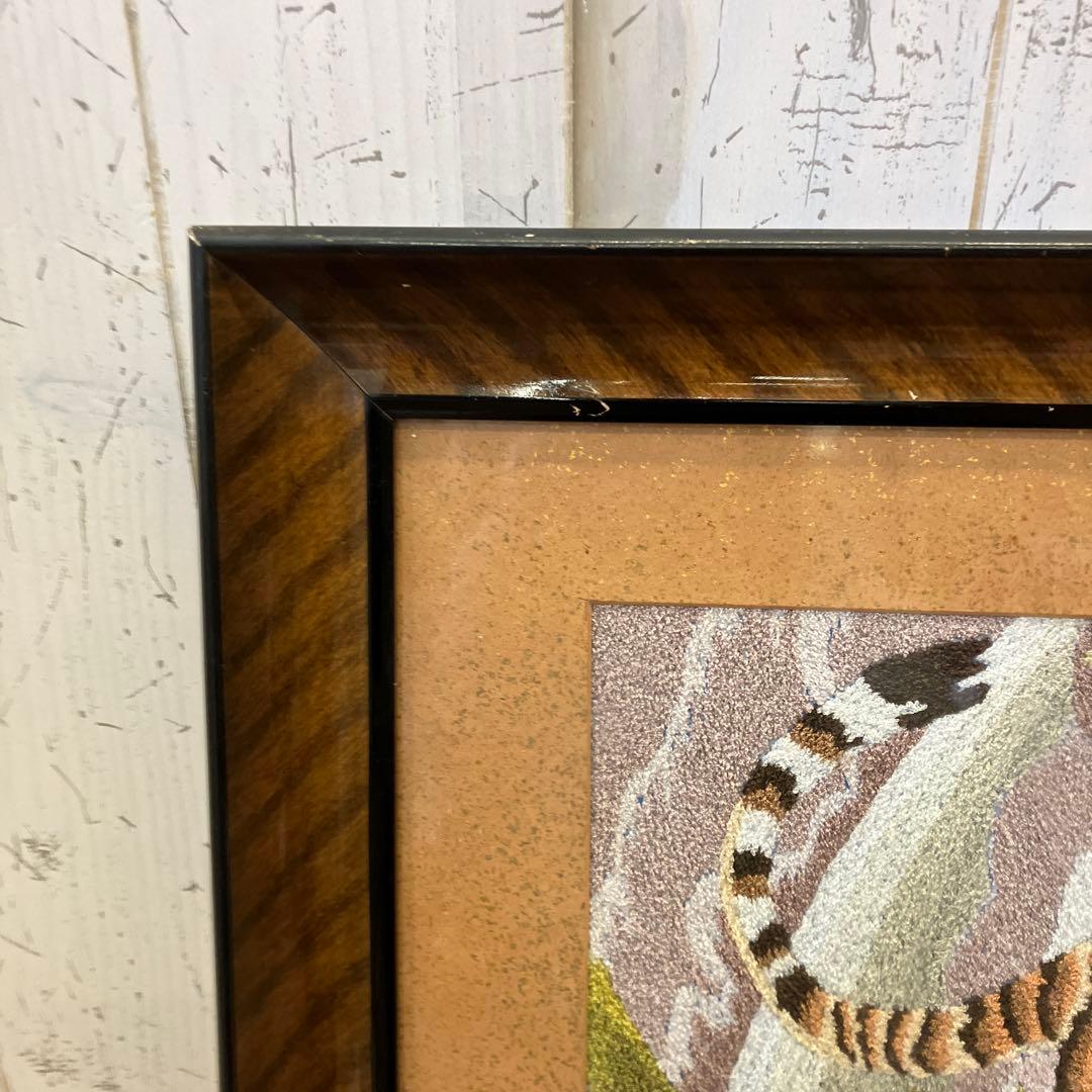 昭和レトロ 竹虎図 寅 タイガー 刺繍画 文化刺繍 刺繍絵 絵画 額縁 額