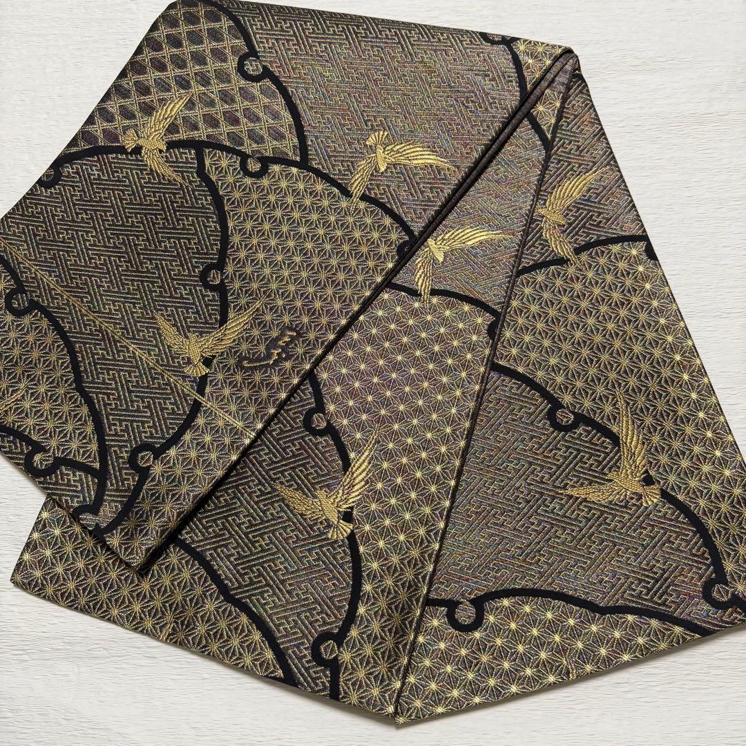 m-106 斉藤三才 羅天金糸帯 袋帯 正絹 六通 - メルカリ