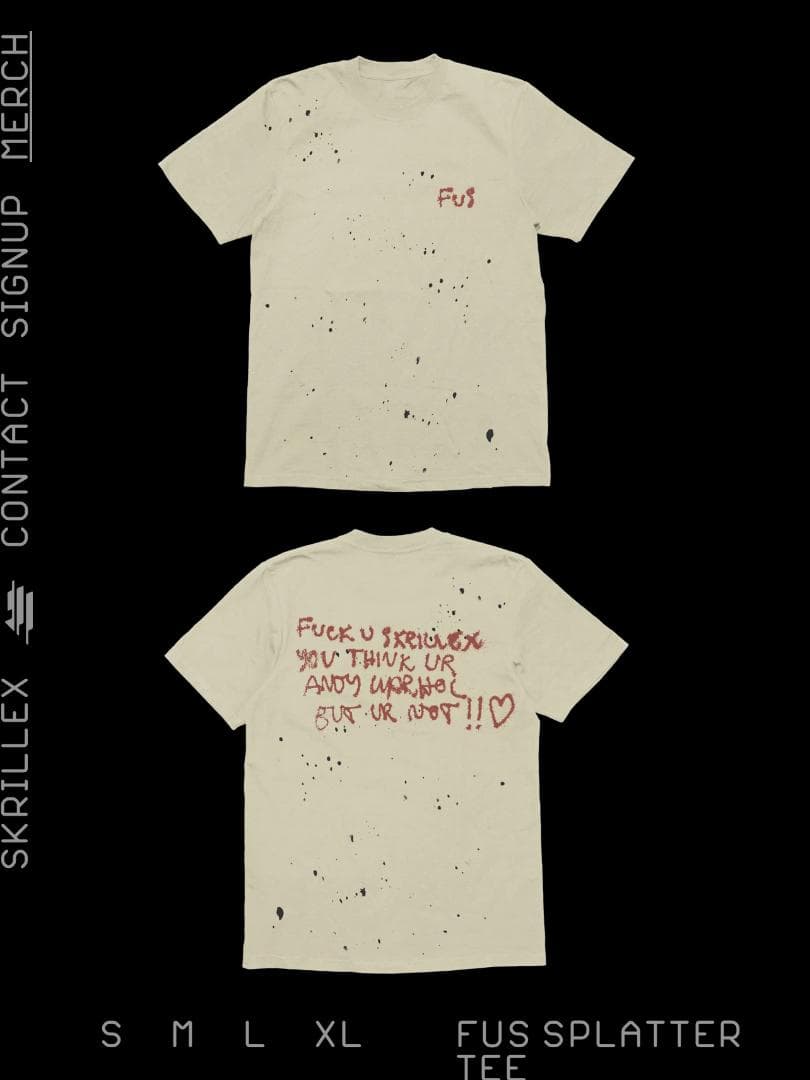 Skrillex FUS SPLATTER Ｔシャツ Lサイズ スクリレックス Skrillex FUS SPLATTER Tシャツ Lサイズ スクリレックス Skrillex T