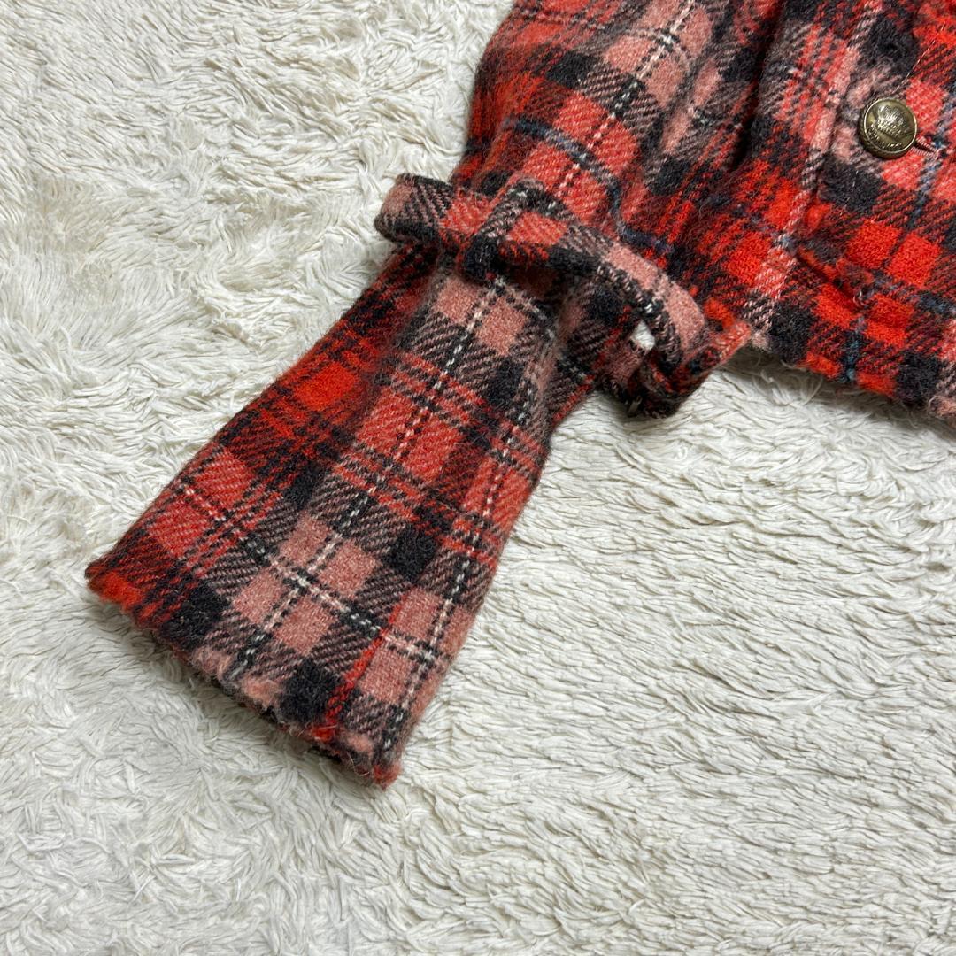 バーバリーブルーレーベル チェック柄 ウール ピーコート 刻印金ボタン