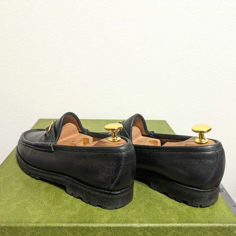グラP様GUCCI ヴィンテージ ホースビットローファー ラグソール 黒 35C
