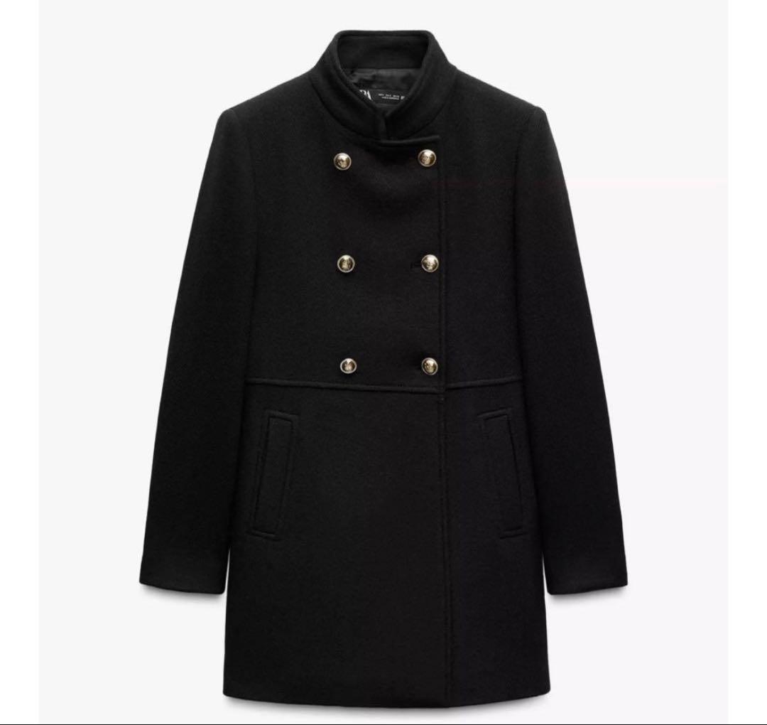 ZARA ウールダブルブレストコート　S ZARA グレー ウールダブルブレストコートS 新品｜Yahoo!フリマ（旧