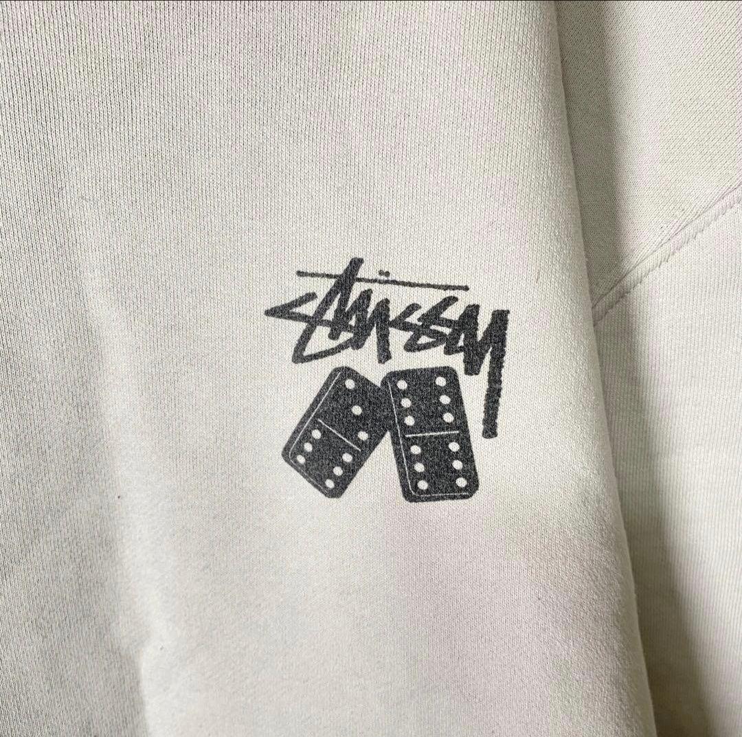 STUSSY スウェット L ホワイト ドミノロゴ 定番◎ ゆるだぼ - メルカリ