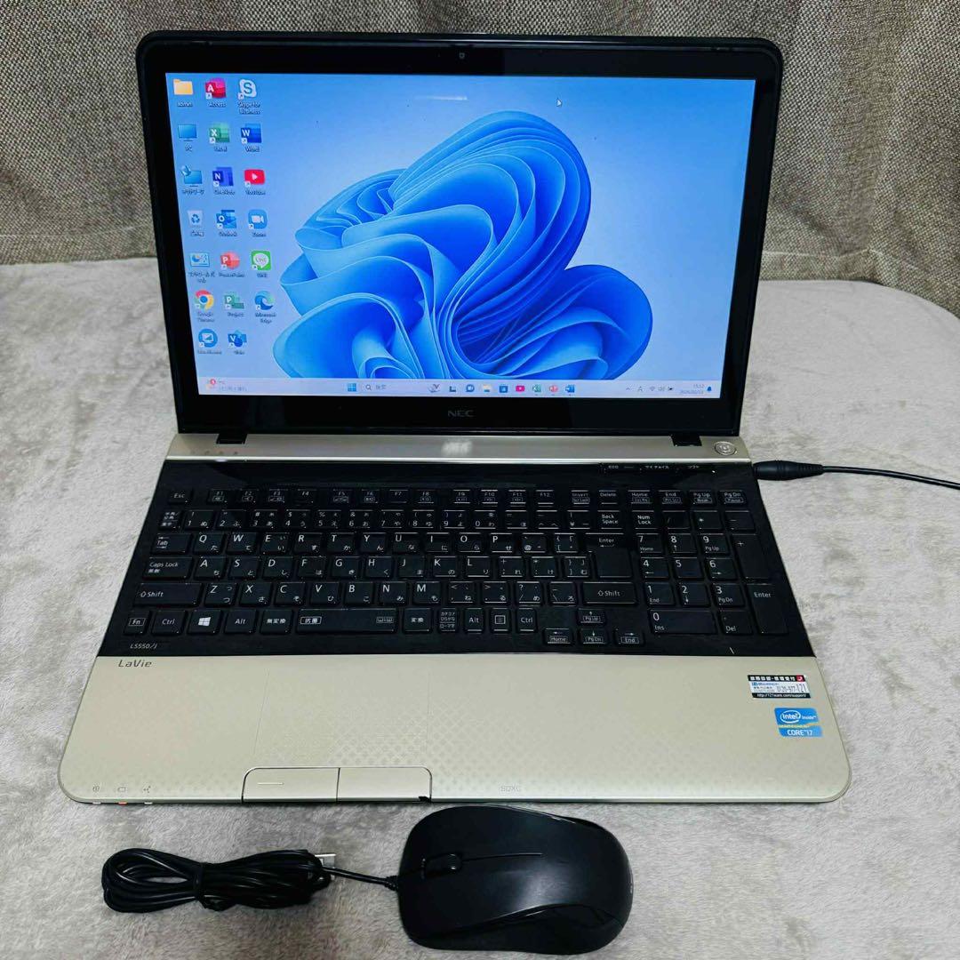 S286 NECノートパソコン i7メモリ8G高速Windows11オフィス付き - メルカリ