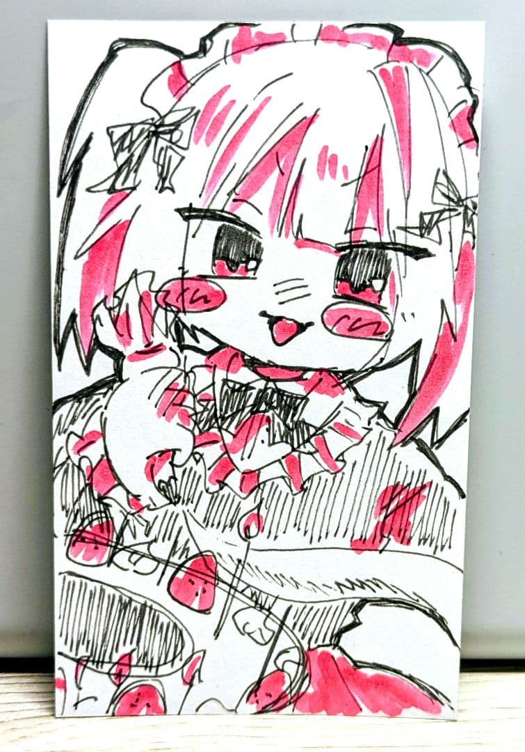 手描きイラスト 女の子 オリジナル 萌え絵 サブカル 平成 ミニカード