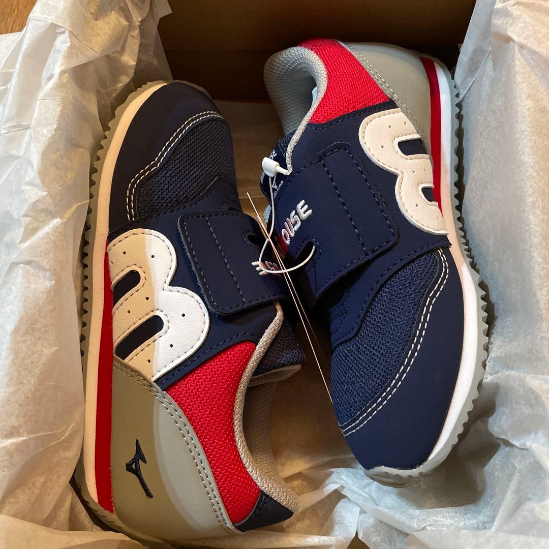 i*e様 ミキハウス 現行品 ミズノコラボ キッズシューズ 紺 17.5cm