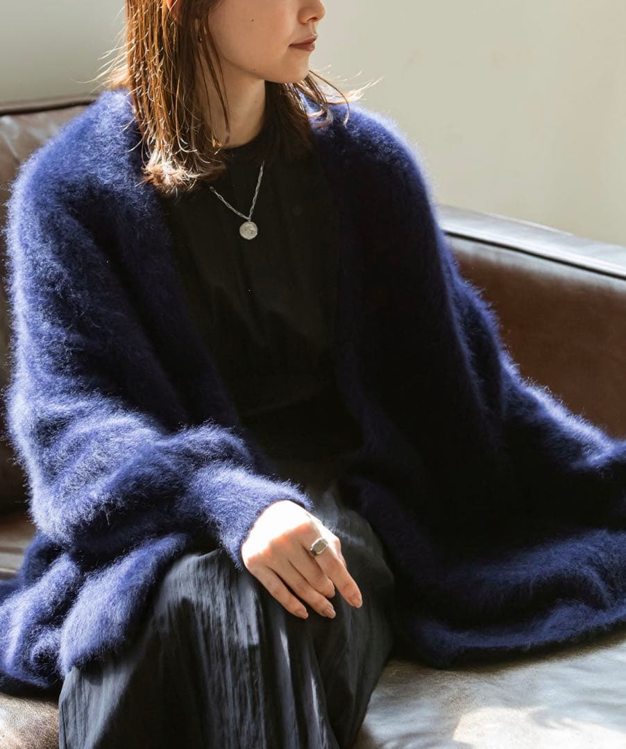 最終価格…美品！Noble ファーニットパフ カーディガン ネイビー NOBLE ノーブル ファーニットパフカーディガン ネイビー - メルカリ