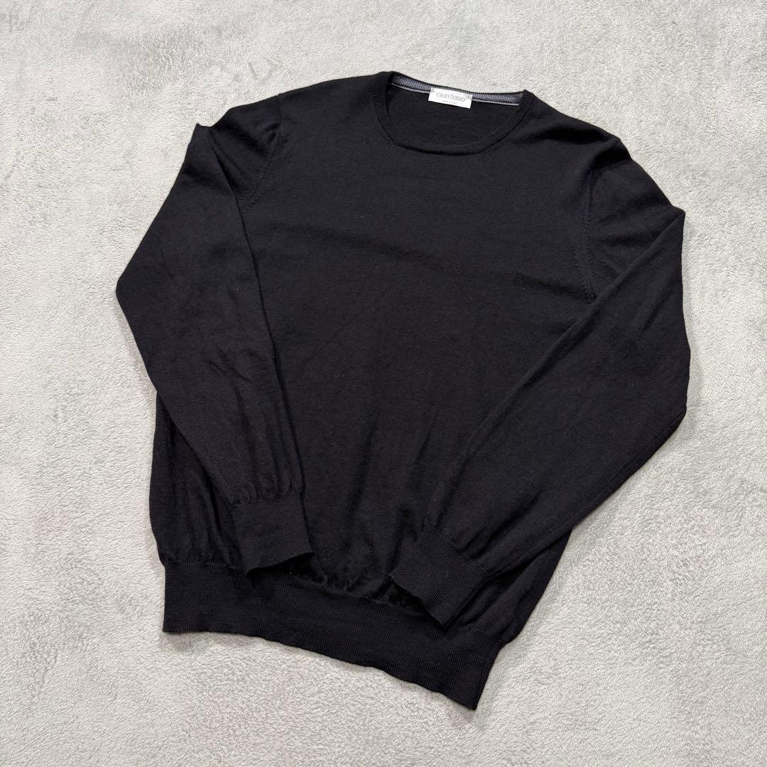 グランサッソ　50サイズ　丸首ニット　ウール　ブラック Gran Sasso（グランサッソ） セーター PARICOLLO M/L CLASSIC FIT