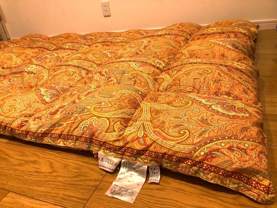 大阪西川 超長綿100% グースダウン93% 手摘み 1.2k 一層 日本製 赤