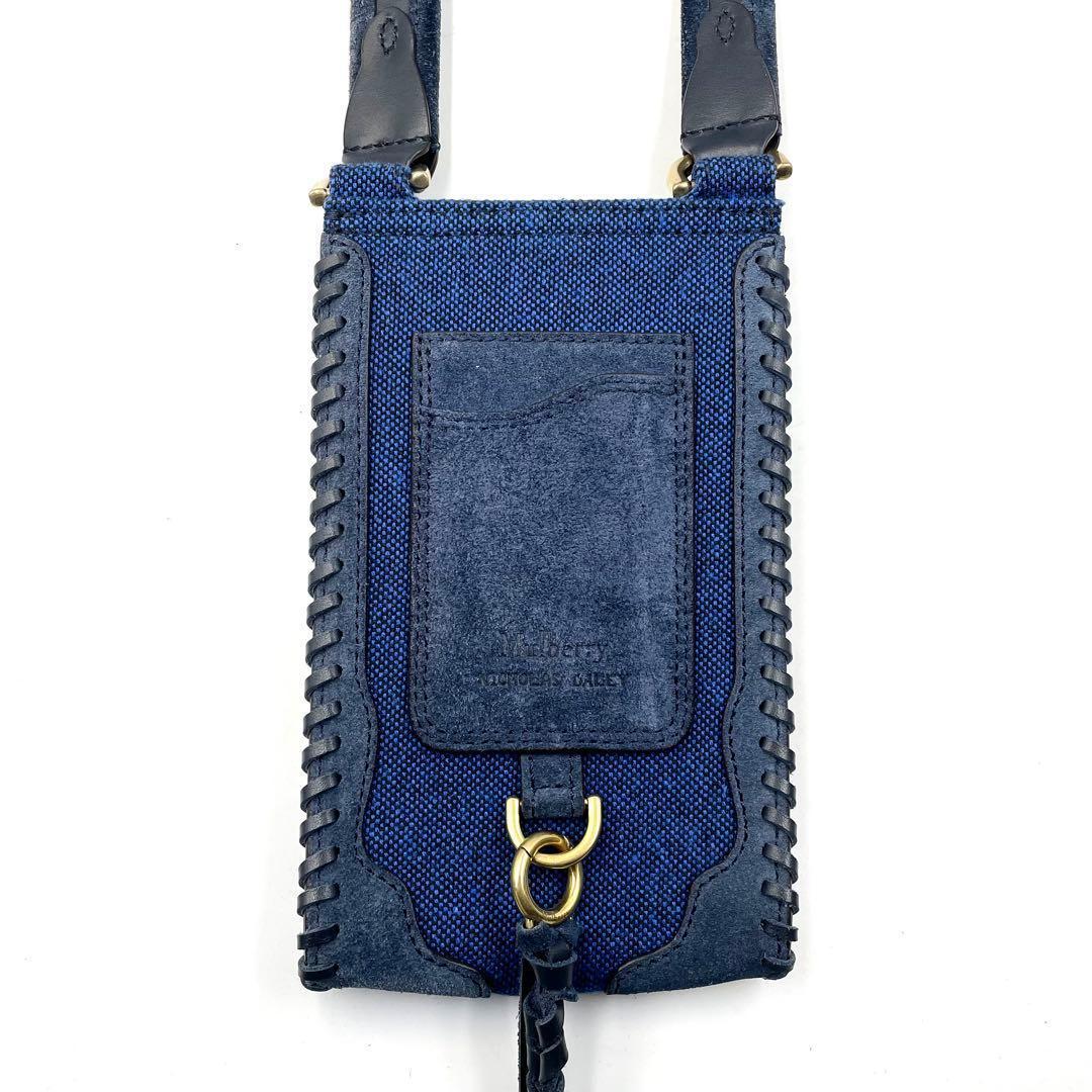 《未使用級》マルベリー ニコラスデイリー コラボ ショルダー スマホバッグ 紺系