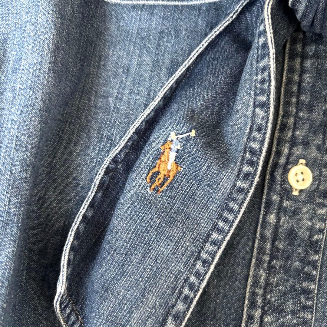 極美品✨】ポロラルフローレン シャツ ボウタイ ポニー刺繍 インディゴ 8