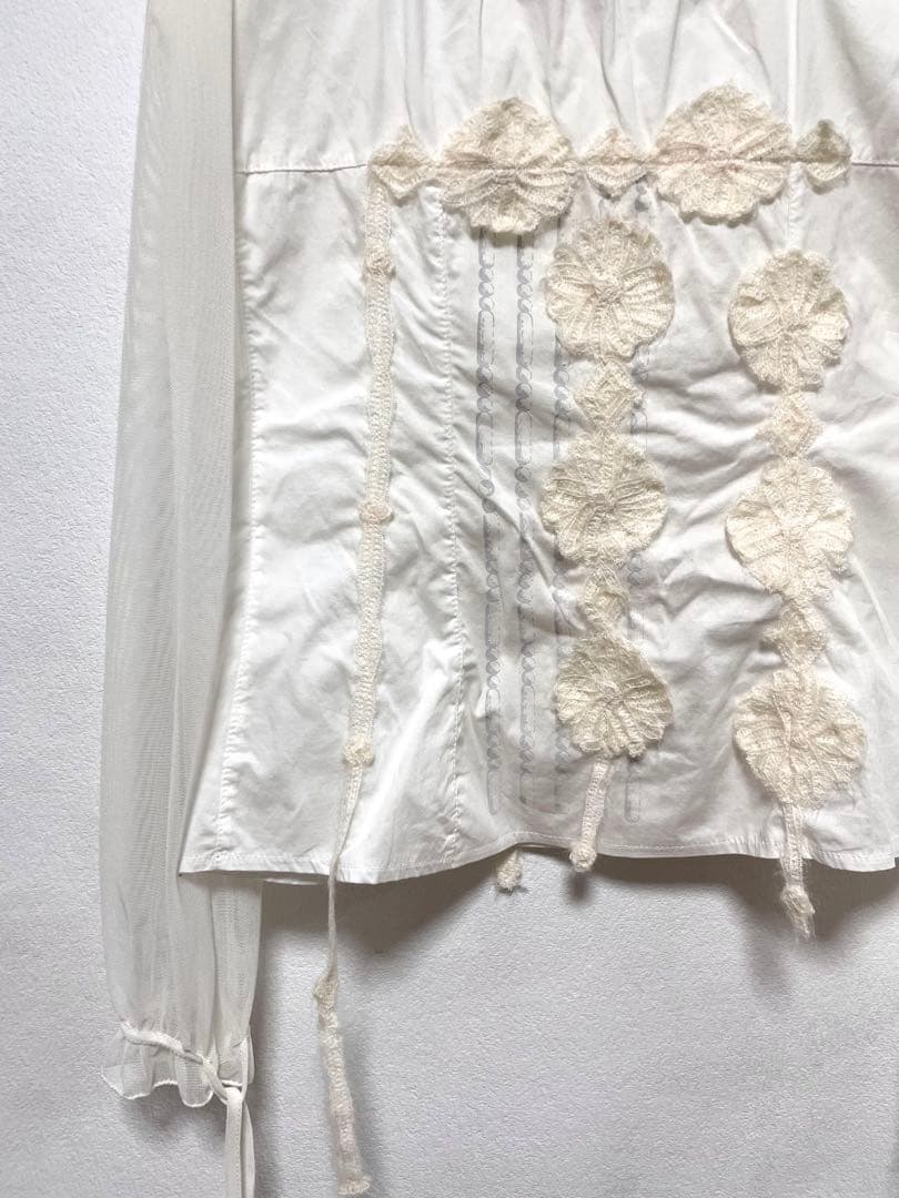 SAVE THE QUEEN 平成ギャルy2k レース長袖シャツ 白いカットソー
