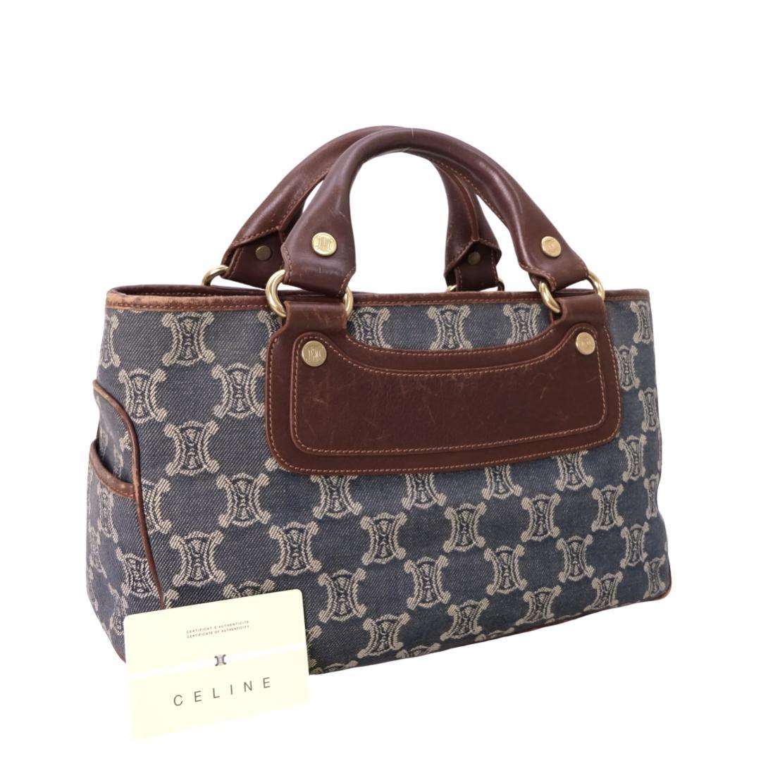 本物 ■セリーヌ■ブギーバッグ マカダム デニム ハンドバッグ トートバッグ CELINE セリーヌ マカダム柄 キャンバス/レザー デニムブギーバッグ