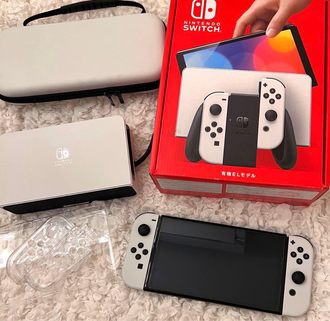 Nintendo switch 本体 有機ELモデルホワイト ケースカバー付き