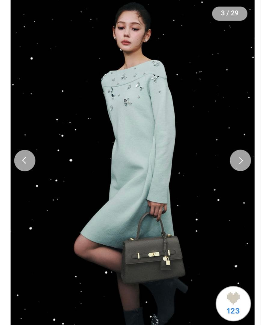 CELFORD ペダルビジューニットワンピース　ミント CELFORD ペダルビジューニットワンピース ミント - メルカリ