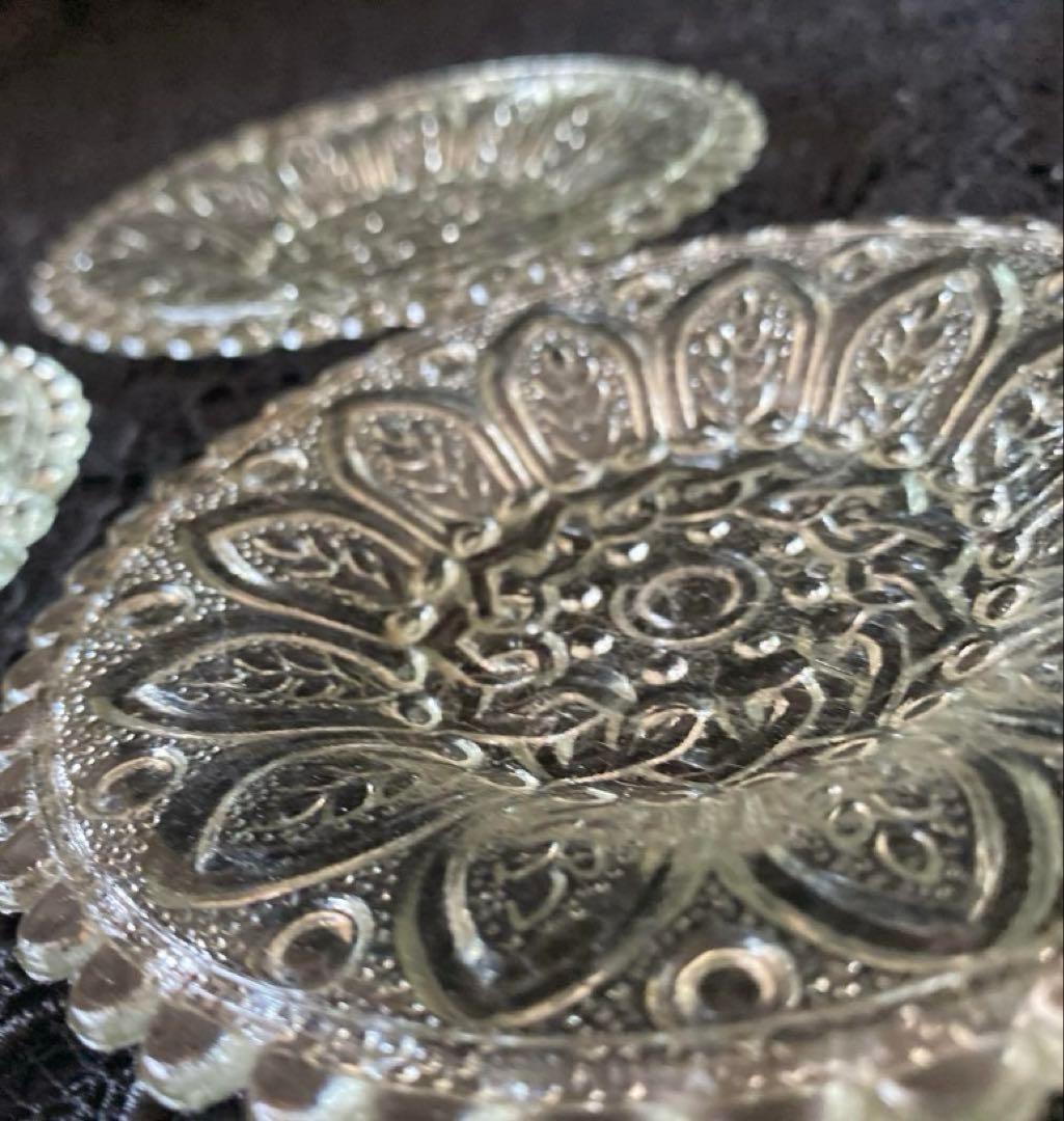 明治末期から大正初期 ミニプレスプレートウランガラス 2枚セット