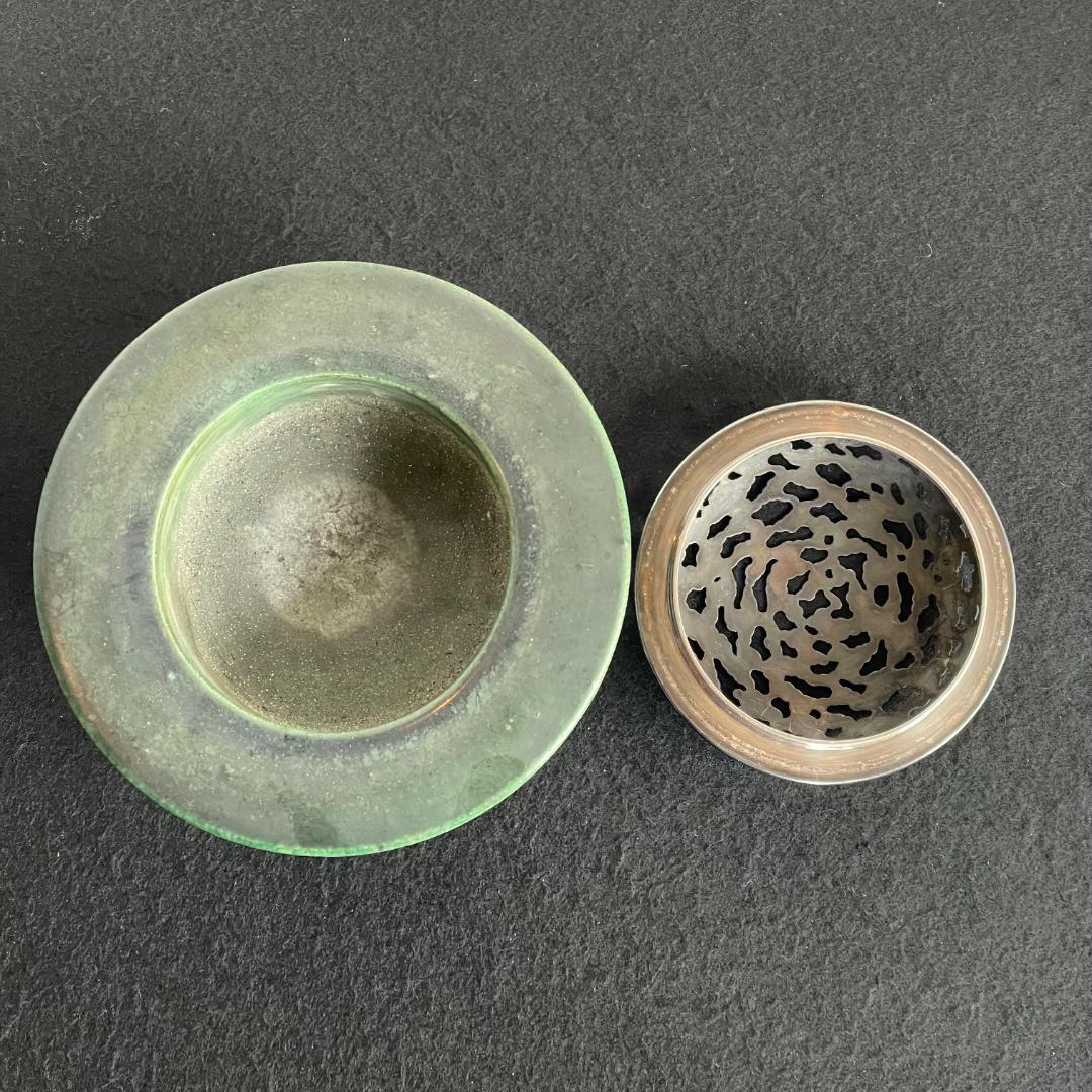 希少 初代 諏訪蘇山 造 漢窯写 緑釉 獣五足 獅子面