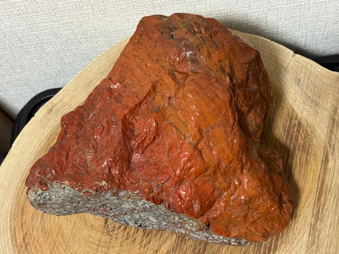 大型 佐渡 赤玉石 赤石 鑑賞石 水石 盆石 錦紅石 錦石天然石 黒色台座