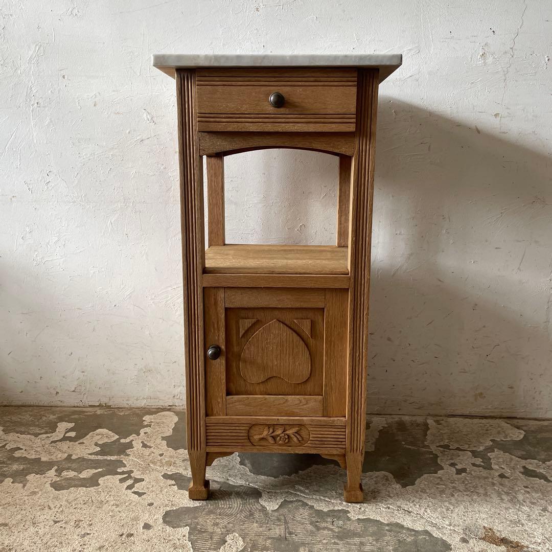 ビンテージ 大理石ドロワーサイドテーブル ベッドサイド 剥離