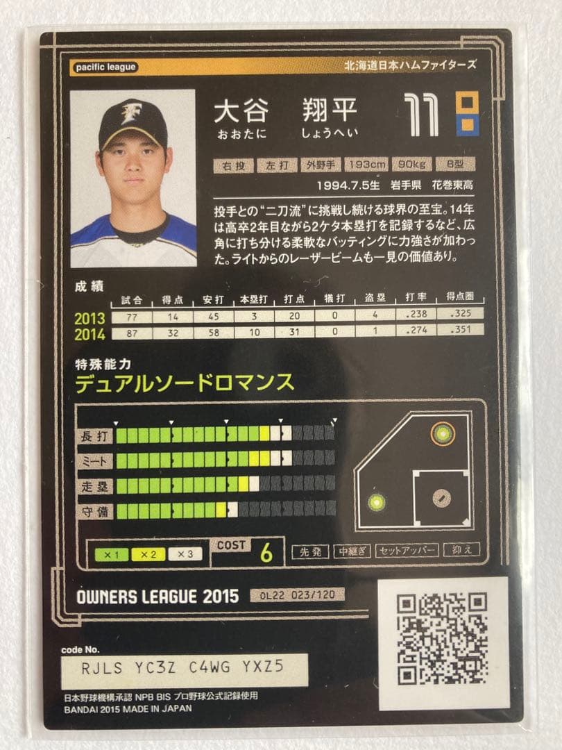 大谷翔平2015銀箔押しサイン入りオーナーズリーグカード - メルカリ