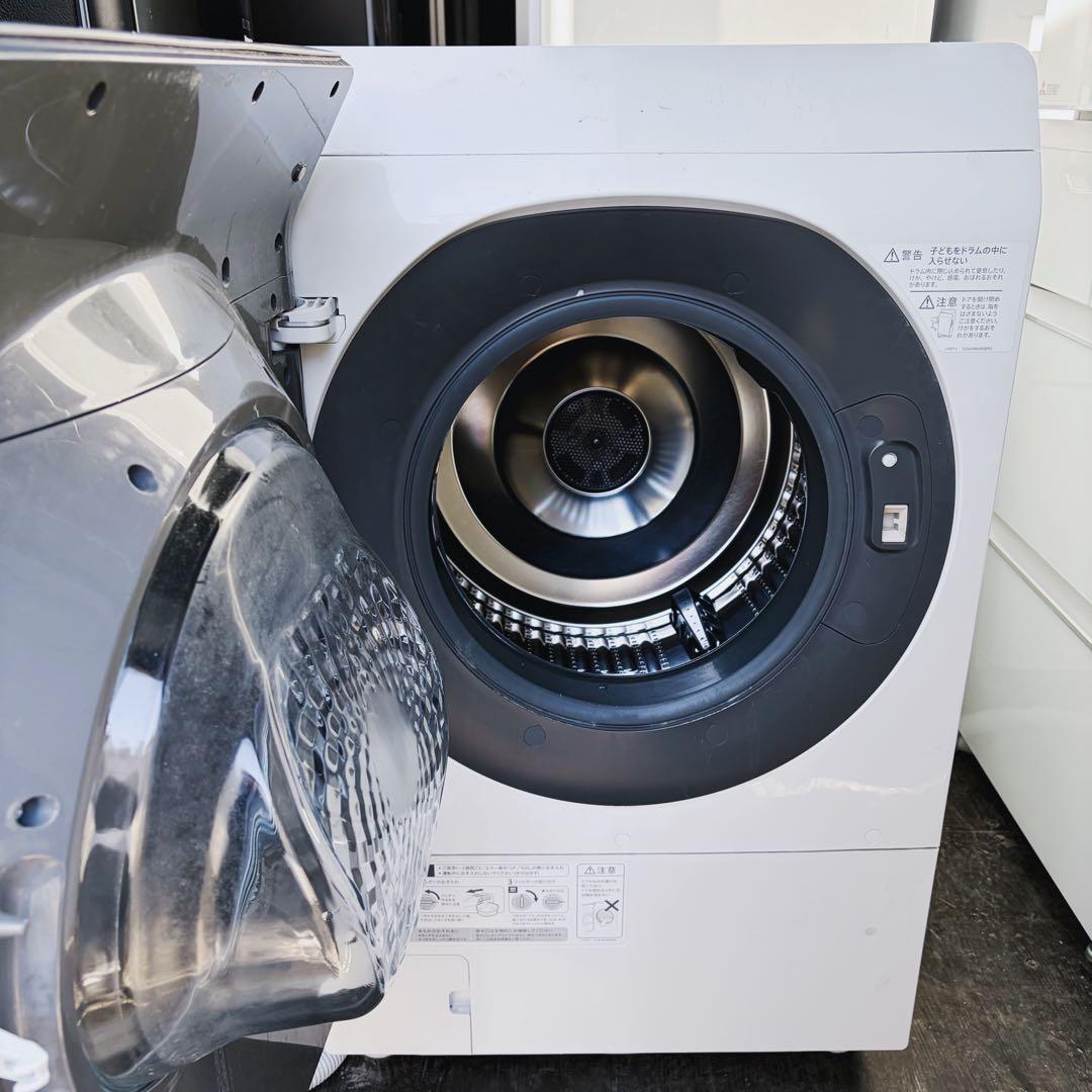 67運搬取付無料！シルバー純正SHARP左開きドラム式乾燥洗濯機！完動