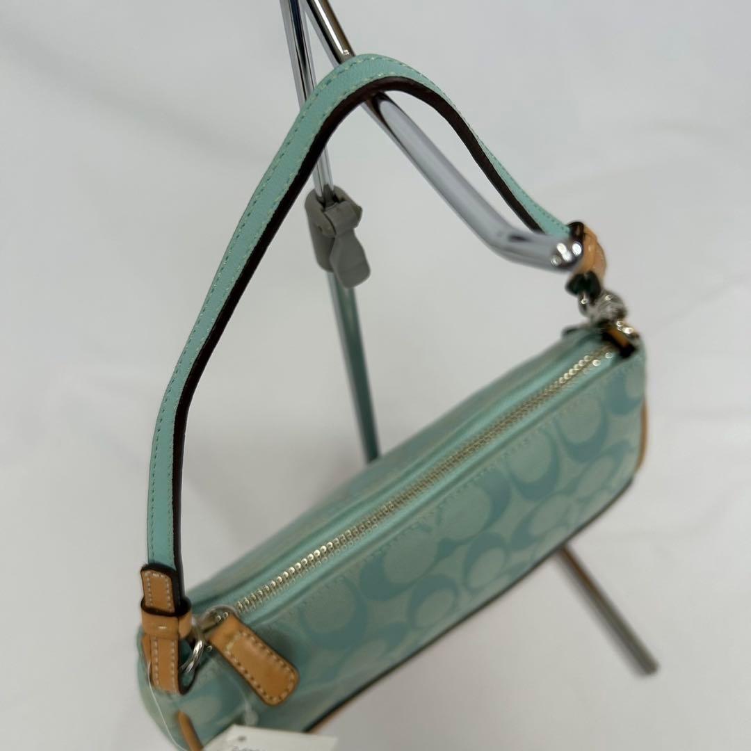 極美品/カード付】コーチ 6094 ソーホー ワンハンドバッグ 手提げ 水色