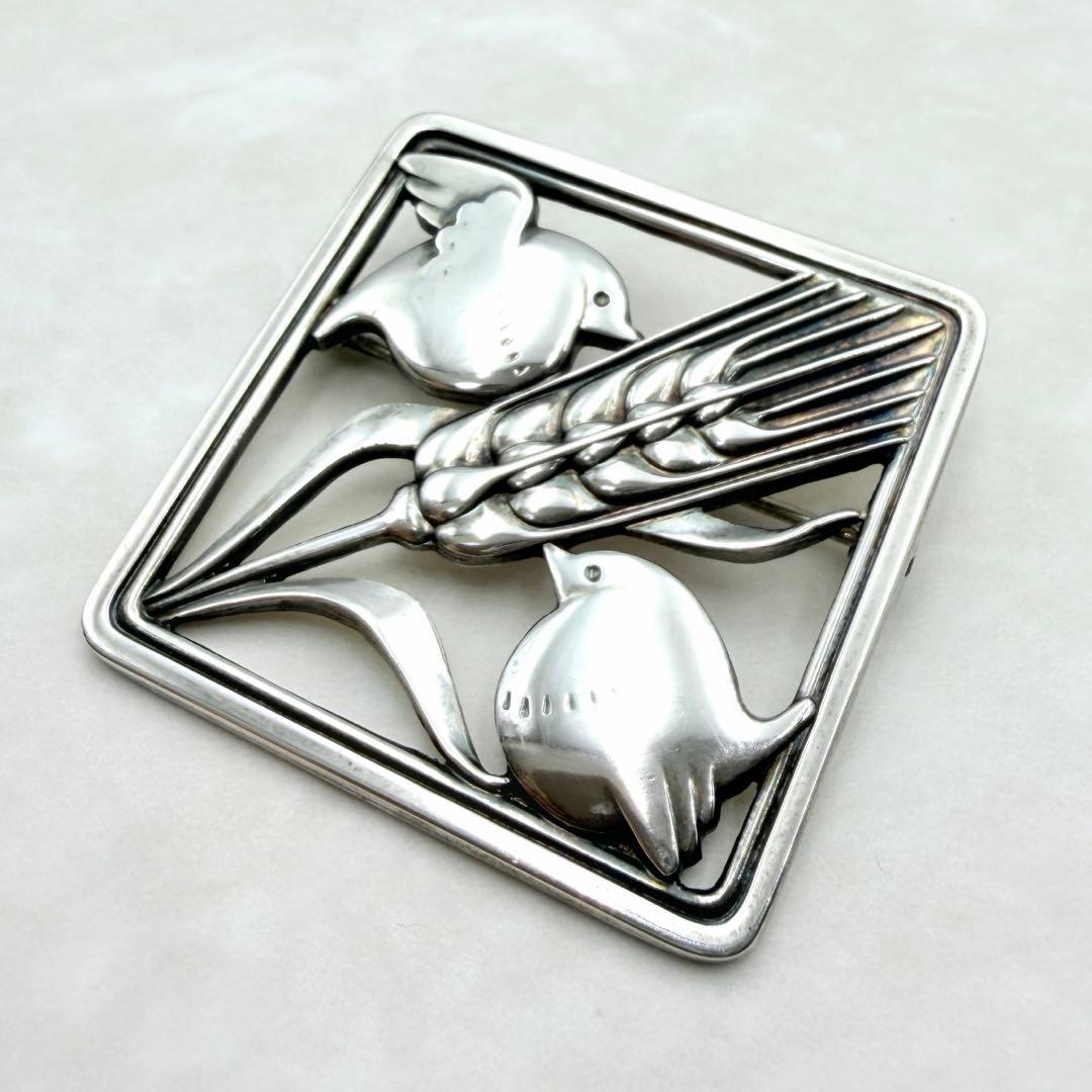 良品　ジョージジェンセン　ブローチ　小鳥と麦　鳥　麦　silver925 銀 良品 ジョージジェンセン ブローチ 小鳥と麦 鳥 麦 silver925 銀 Georg