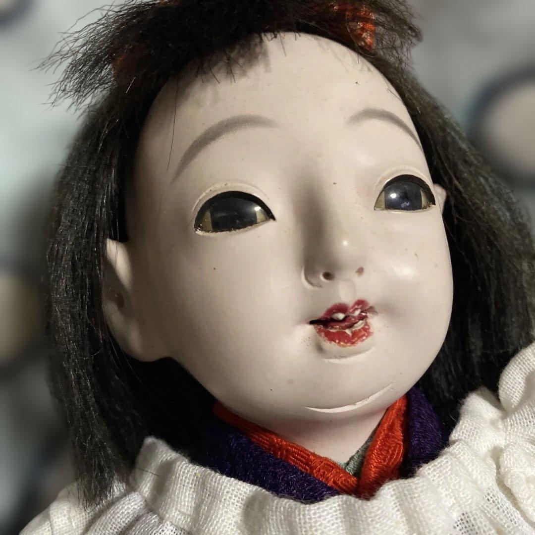 追加画像市松人形小さい6号大正時代女の子江戸縮緬着物