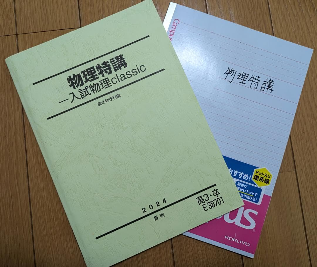駿台 物理特講 入試物理classic 2024 夏期　森下先生板書ノート付 物理特講 2024年度 森下寛之師 - メルカリ