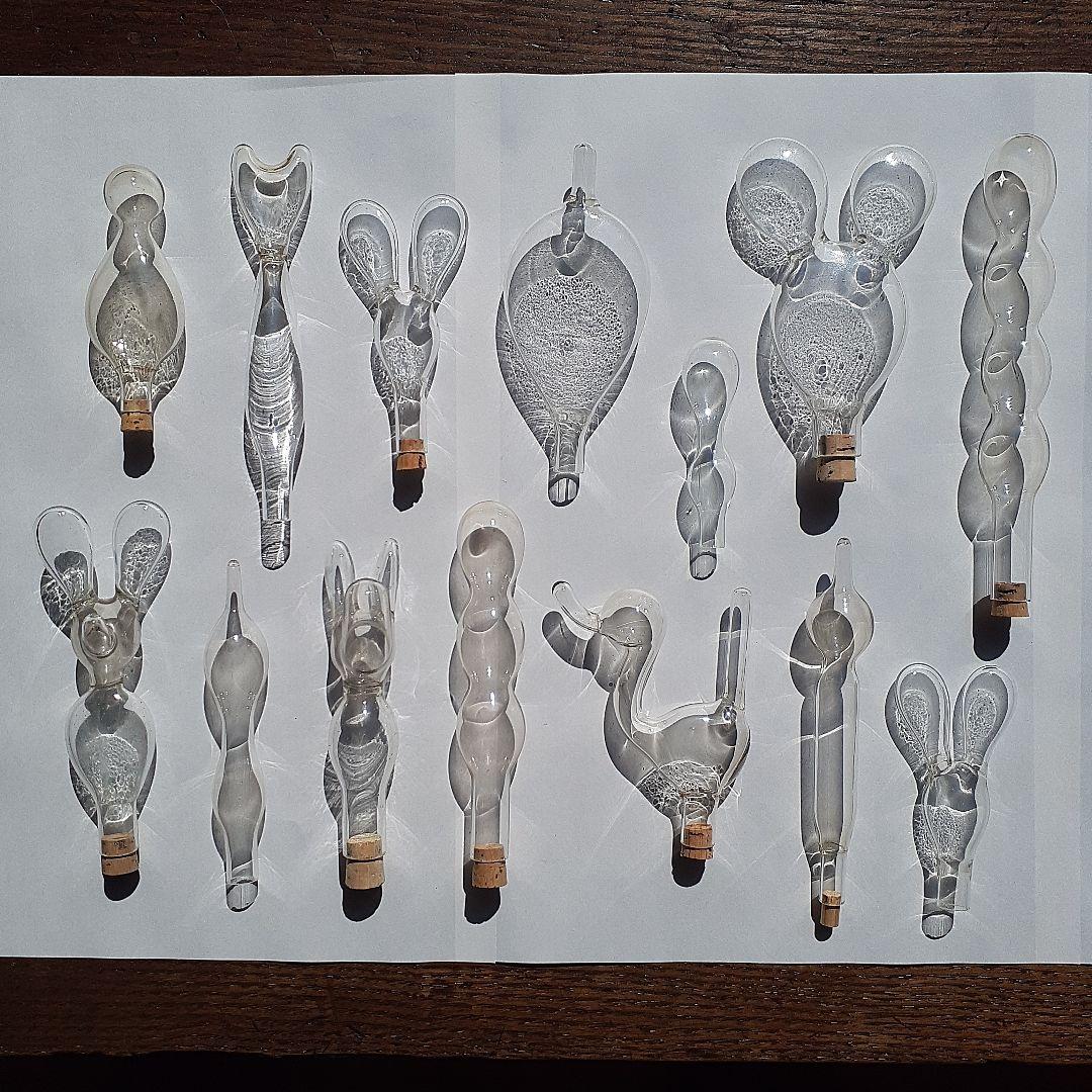 風船型ガラスE 昭和レトロ アンティーク硝子 古い和ガラス とろとろ