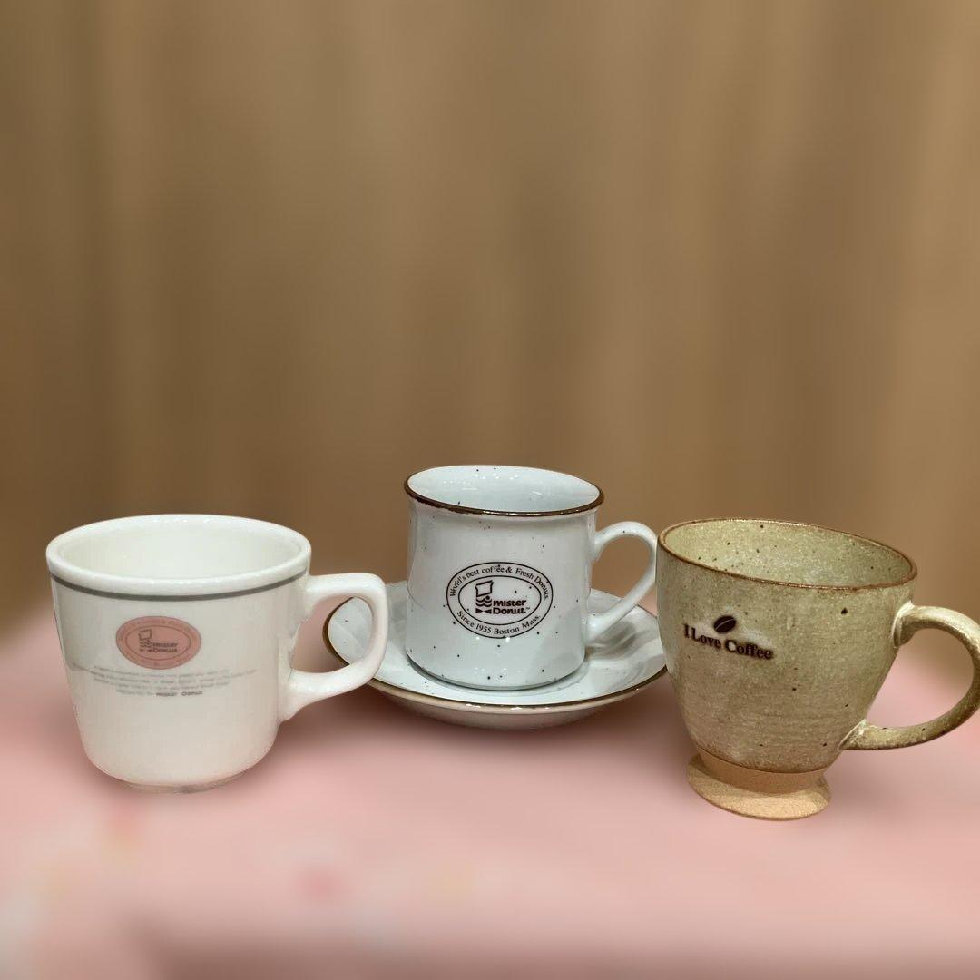 昭和レトロ ミスタードーナツ マグカップ、カップソーサー、他一点