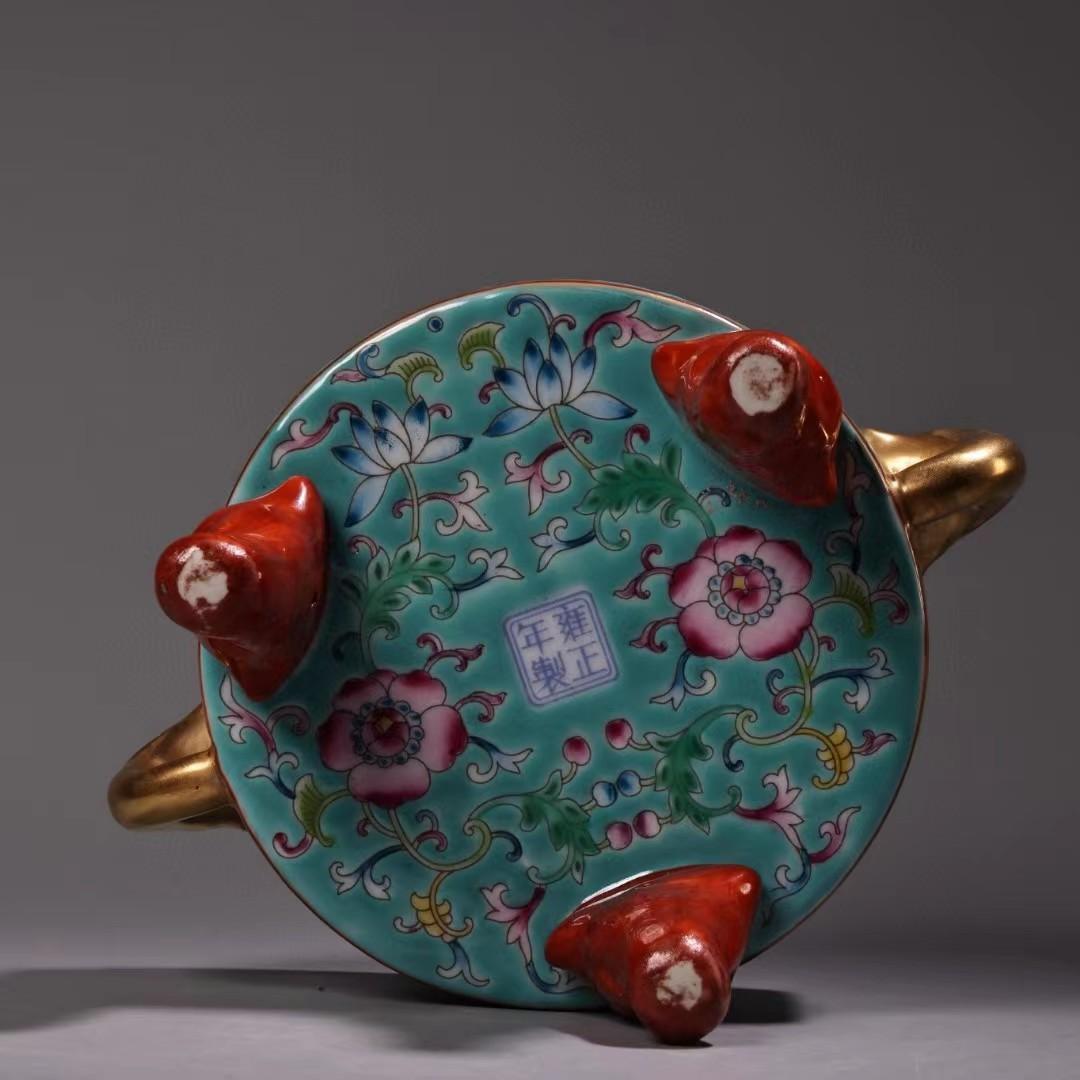 中国古美術・珍品旧蔵・七宝彩と鎏金磁器の熏香炉・純手描き・古陶瓷品