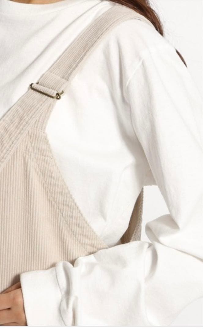 本日最終 ほぼ新品 ニコアンド コーデュロイ オーバーオール ホワイト