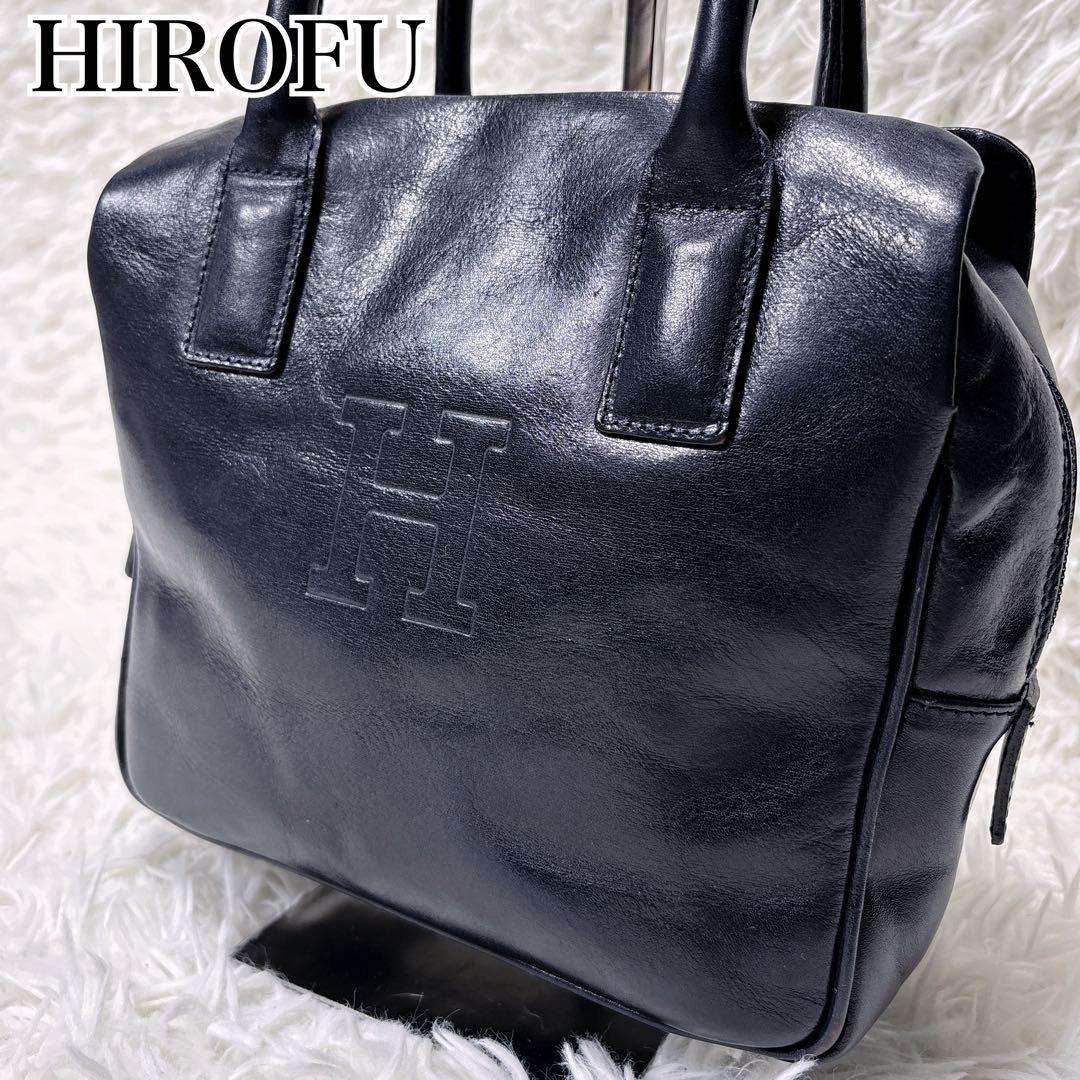 良品✨HIROFU ヒロフ レザー ハンドバッグ Hロゴ ネイビー ゴールド金具 チェスタ】レザートートバッグ L 本革 A4サイズ ビジネスバッグ（商品
