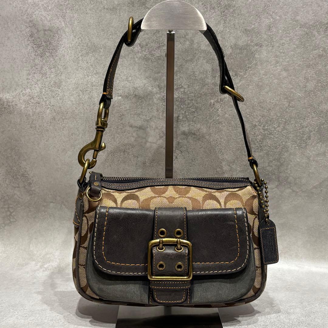 COACH コーチ シグネチャー キャンバス ハンドバッグ ショルダー 7061