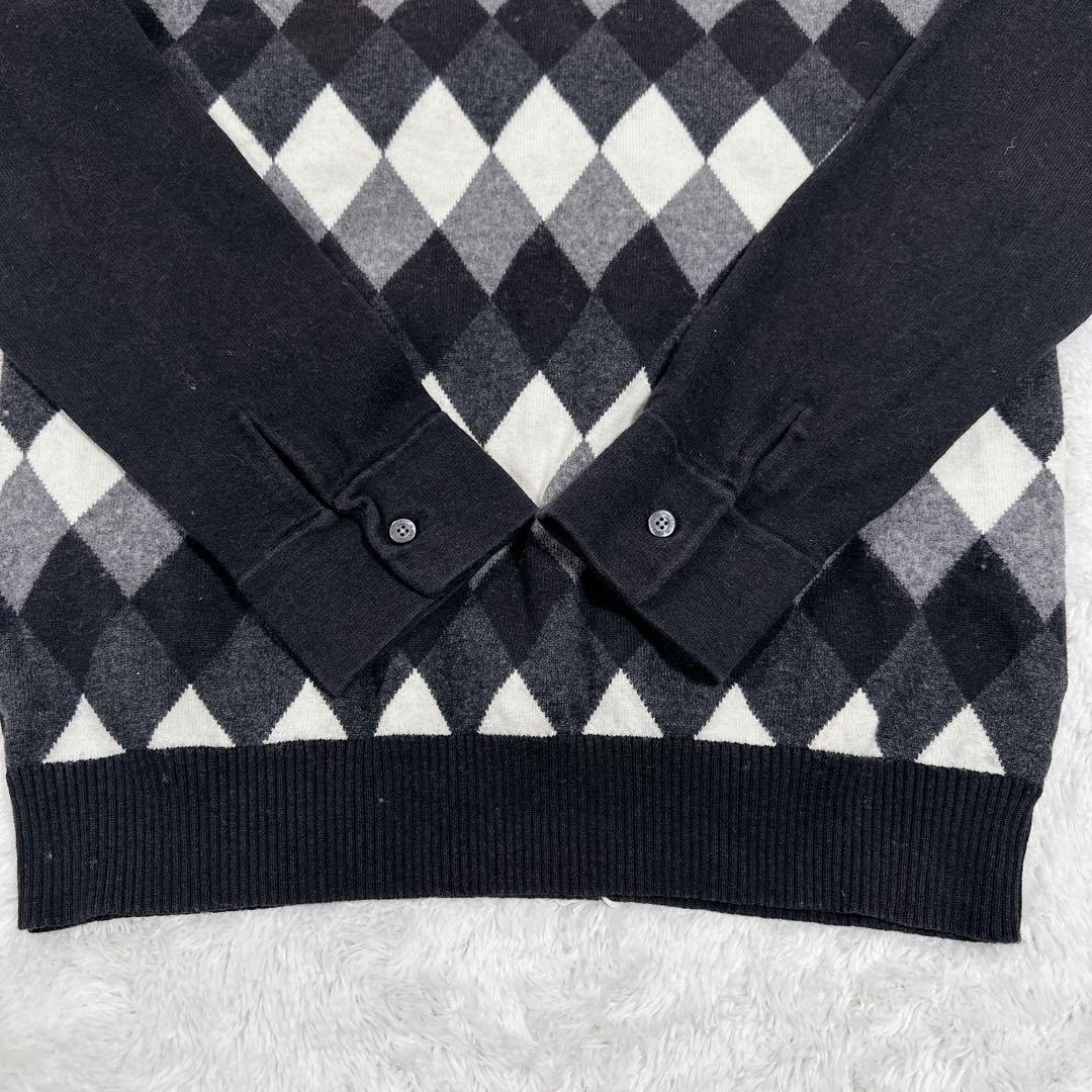 美品 バーバリー ブラックレーベル アーガイル ニット L ホース 刺繍